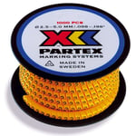 Partex PAG140/480-499 Ledningsmerking  gul, 100/rull Tekst: 480–499