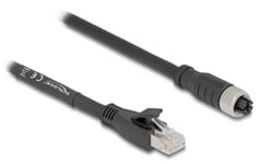 Delock M12 Kabel X-Kodet 8 Pins Stikkontakt Til Rj45 Plugg Cat.5E S/Ftp Fleksibel 1 M Svart