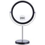 MIYADIVA Miroir grossissant 20X, Miroir grossissant Double Face 1X&20X pour Coiffeuse, Miroir grossissant 20X sur Pied, Miroirs de Maquillage grossissant avec Rotation à 360