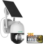 4Mp Caméra Surveillance Wifi Extérieure Sans Fil, 360° Camera Solaire Exterieur, Panneau Solaire+Batteries, Couleur Vision Nocturne, Alarme Audio, Détection Humaine, 2,4Ghz Wifi, B[CAM07868]