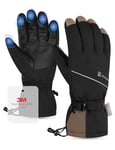 KUTOOK Gants Ski Chauffants Hiver Homme Femme Imperméable 3M Thinsulate Gants d'hiver Chaud Tactile Chaud Snowboard pour Ski, Snowboard, Patinage sur Glace et randonnée