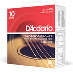 D'Addario Guitar Strings - Phosphor Bronze Acoustic Guitar Strings - EJ17-10P - Superb, Long Lasting Tone, Comfortable Playability - For 6 String Guitars - 13-56 Medium, 10-Pack