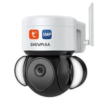 SHIWOJIA PTZ Camera Outdoor, Floodlight Security Camera 3MP CCTV Tuya Smart Life