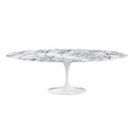 Knoll - Saarinen Oval Table - Matbord, 244 x 137 cm, Vitt underrede, skiva i glansig vit Arabescato marmor - Spisebord - Eero Saarinen - Hvit - Metall/Stein