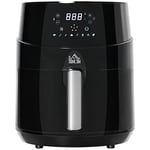 HOMCOM Air Fryer, 1500W 4.5L Air Fryer Oven with Digital Display, Rapid Air Circulation, Adjustable Temperature, Timer and Nonstick Basket for Oil Less or Low Fat Cooking, Black