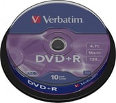 Verbatim DVD+R 16x 4,7 GB spindel, 10 st.