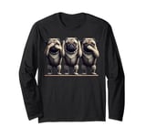 Cute See No Evil Hear No Evil Speak No Evil Three Pug Long Sleeve T-Shirt