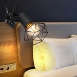 Etc-shop - Lampe de lit à pince Klemmspot Industrial noir Liseuse avec pince pour lit, cage forme losange, 1x douille E14, LxPxH 17x9,2x18 cm