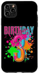 Coque pour iPhone 11 Pro Max T-shirt 3ème anniversaire pour filles et garçons. Éclaboussures de peinture de 3 ans