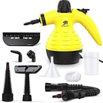 MLMLANT Handheld Portable Steam Cleaners for Cleaning,The Home Mini Hand Held Multi Purpose Steamer,9 Accessory Kit for Air Fryer,Sofa,Bathroom,Kitchen,Floor,Window,Carpet,Car Seat (Yellow)