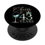 Cheers to 43 Years Old Women 43e Birthday Women Queens Bday PopSockets PopGrip Adhésif