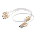 EPZI Multiladdare, USB-C, Lightning, Micro USB, USB-A, 50cm, vit