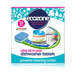 Ecozone Ultra All-In-One Dishwasher Tablets, Powerful Cleaning Formula Cuts Through Grease & Grime, Natural Vegan & Non Toxic, Plant Based Plastic-Free, Anti Watermark, Leaves No Residue (Pack of 25)