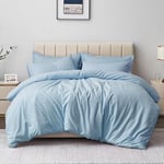 Aisbo King Size Duvet Covers Set Spa Blue - 3Pcs Bedding Set Kingsize Soft Brushed Microfiber Quilt Cover with 2 Pillowcases