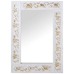 DRW Miroir Mural rectangulaire en Bois gaufré Blanc et doré 60 x 3 x 90 cm