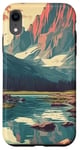 Coque pour iPhone XR Rocky Mountain Lake Vintage Paysage graphique