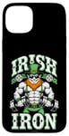 Coque pour iPhone 15 Plus Irlandais Iron Funny St Patrick Day Leprechaun Gym Fitness