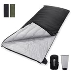 QEZER Rectangular Sleeping Bag for Winter,Lightweight Down Sleeping Bag for Adults,Kids Backpacking, Hiking and Camping,Warehouse Outdoor, can be Used as a Blanket or Mat (Black 0°C)