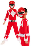 Red Power Ranger Costume Mighty Morpin + Mask Official Kids Fancy Dress