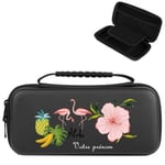 Etui pochette Switch LITE noir personnalisee prenom flamant fleur rose