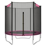 Songmics Trampoline 6 ft/8 ft/10 ft/12 ft, barntrampolin med kapslingsnät, säkerhetsplatta, stege, 180 cm hög rak pol, stålram, Tüv Rheinland GS -cert