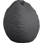 Pouf poire xl d'intérieur en tissu effet lin - 110x120 cm - Gris chiné