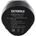 EXTENSILO Batterie compatible avec Makita LCT207, LCT207W, LM01, LM01W, LM02, ML100 LED outil électrique (2500 mAh, Li-ion, 10,8 V)
