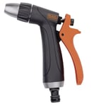 BLACK+DECKER Pistolet Haut Pression pour Tuyau de Jardin - Pistolet de Pulvérisation - Débit d'Eau Ajustable - Plastique ABS - Gâchette Arrière - Noir/Orange