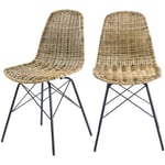 Chaise Tiptur en résine tressée naturelle (lot de 2) - Marron