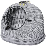 Wicker Cat Basket Kitten Pussy Bed Portable withSoft Mat&Handle