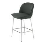 Muuto - Oslo Counter Stool 65 cm Twill Weave 990 / Chrome - Barstolar & barpallar - Anderssen & Voll - Grön - Metall/Textilmaterial/Skum