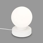 BRILONER - Lampe de chevet avec interrupteur à câble, verre opale, culot E14 max. 25 W, lampe de table, lampe de bureau, lampe de lecture, lampe de lecture, lampe de lecture, 12,6 x 15,7 cm, blanc