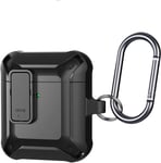 Coque pour AirPods 2 & 1 avec Mousqueton Pop-up Étui AirPods 2ème Génération 2019 & AirPods 1ère génération 2016 Housse Coque de Protection Rigide Antichoc Avant LED Visible