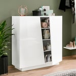 Meuble chaussure design moderne 2 portes 16 paires blanc brillant Vega Carry