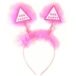 2 x Head Boppers Pink Fluffy Fur Triangle Antlers Girls Night Out Hen Do Fancy Dress Costume Headband Fun Hen Party Bag Fillers Games