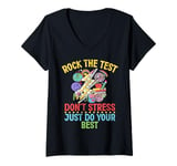 Womens Rock The Test Day Exam Teacher Testing School Student V-Neck T-Shirt