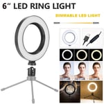 6 inch LED Ring Light Kits With Stand Tripod Phone Clip For Selfie Live Stream