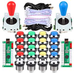 EG STARTS 2 Joueur Ellipse Arcade Kit Ovale Bat Joystick Poignées Boutons LED Chrome Arcade pour Arcade Gamepads & Controller Standard Jeux de Bricolage MAME Pièces (Couleur Mixte)