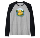 Cute Yellow Rubber Ducky Little Bath Toy Duck Raglan Baseball Tee