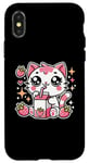 iPhone X/XS Funny Cat Kawaii Strawberry Milk Cartoon Anime For Women Case