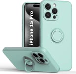 Coque Silicone Pour iPhone 15 Pro Couleur Vert Avec Anneau Support Little Boutik