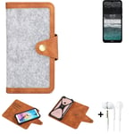 Felt Case + earphones for Nokia C21 Cover light grey