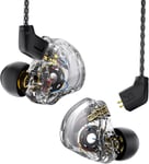 Ccz Melody In-Ear-Monitors Hybrid 1Ba 1Dd Ecouteurs Hifi,Ecouteurs Intra-Auriculaires Filaire Iem Avec Cable 4N Ofc Pour Telephone/Ordinateur/Mp3(Noir Clair,Sans Micro)