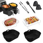 Air Fryer Accessories, 8 PCS for Ninja Dual Air Fryer AF300UK AF400UK, Including Silicone Air Fryer Liner, Air Fryer Racks, Gloves, Oil Brush