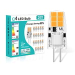 YzzYzz Ampoules LED G4 1.2W, AC/DC 12V Ampoules d'éclairage équivalent à 10W halogène, Ampoule G4 180LM Blanc Chaud 2700K, Lot de 20