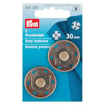 Prym Sew-On Snap Fasteners, 30mm, Pack of 2, Antique Brass