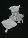 Peluche doudou ours Polochon BABY'NAT gris bleu mouchoir blanc 100% NEUF