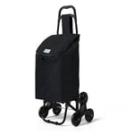 VOUNOT Chariot de Courses 6 Roues avec Compartiment Imperméable Chariot Marché Pliable 2 en 1 Sac en Oxford Caddie à roulettes Chariot Montant Escalier Noir