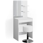 Vicco - Coiffeuse Isabelle, Blanc, 60 cm avec tabouret