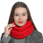 DonDon Écharpe femme hiver Écharpe tube snood Écharpe en laine Tour de Cou Cache cou - Rouge